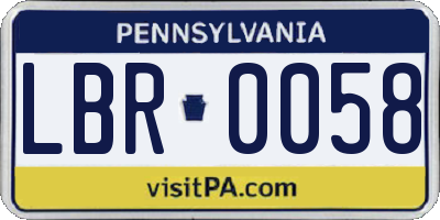 PA license plate LBR0058