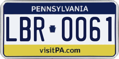 PA license plate LBR0061