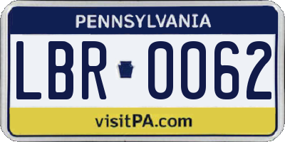 PA license plate LBR0062