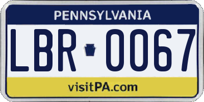 PA license plate LBR0067