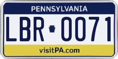 PA license plate LBR0071