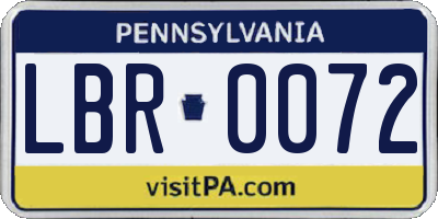 PA license plate LBR0072