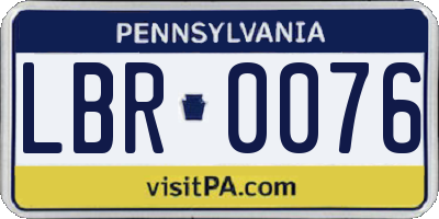 PA license plate LBR0076