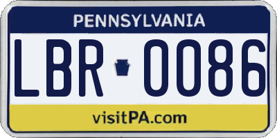 PA license plate LBR0086