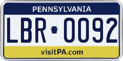 PA license plate LBR0092
