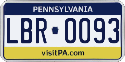 PA license plate LBR0093