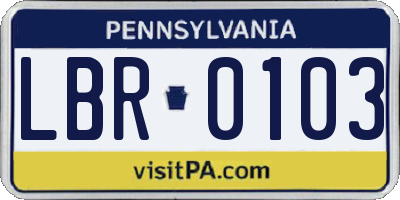 PA license plate LBR0103