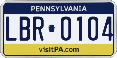 PA license plate LBR0104