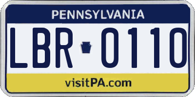 PA license plate LBR0110