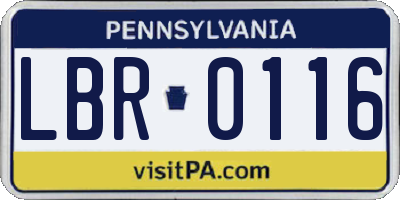 PA license plate LBR0116