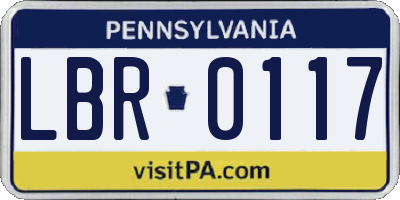 PA license plate LBR0117