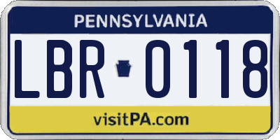 PA license plate LBR0118