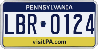 PA license plate LBR0124