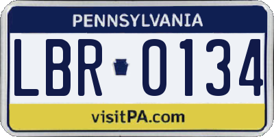 PA license plate LBR0134