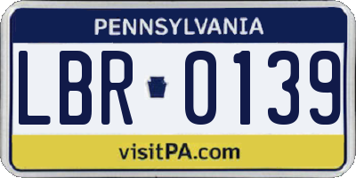 PA license plate LBR0139