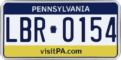 PA license plate LBR0154