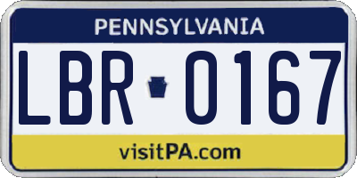PA license plate LBR0167