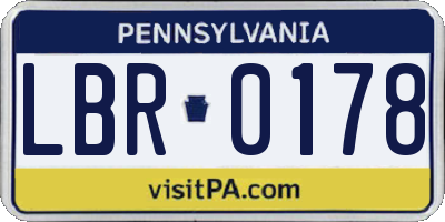 PA license plate LBR0178