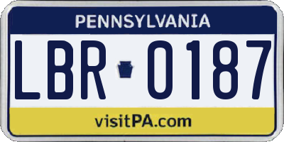 PA license plate LBR0187
