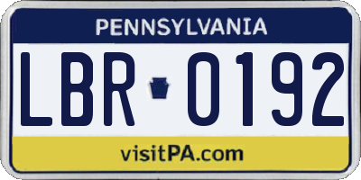 PA license plate LBR0192