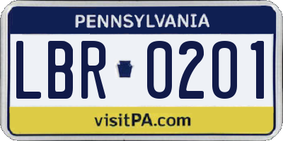 PA license plate LBR0201