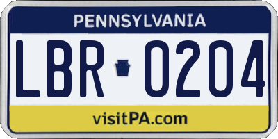 PA license plate LBR0204