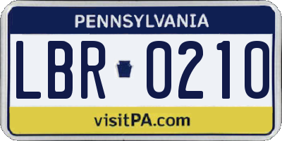 PA license plate LBR0210