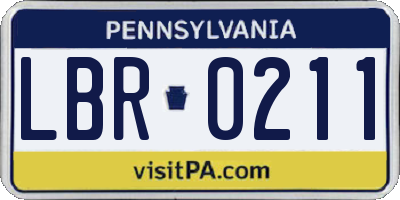 PA license plate LBR0211