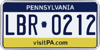 PA license plate LBR0212