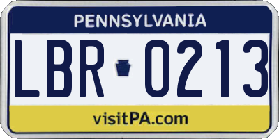 PA license plate LBR0213