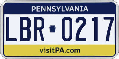 PA license plate LBR0217