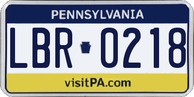 PA license plate LBR0218