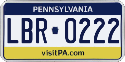 PA license plate LBR0222