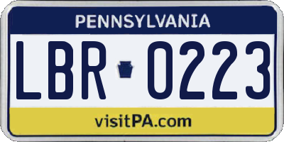 PA license plate LBR0223
