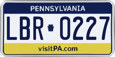 PA license plate LBR0227