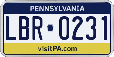 PA license plate LBR0231
