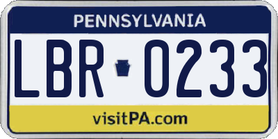 PA license plate LBR0233