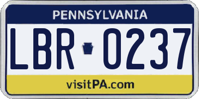 PA license plate LBR0237