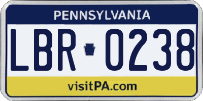 PA license plate LBR0238