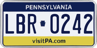 PA license plate LBR0242