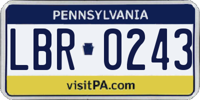 PA license plate LBR0243