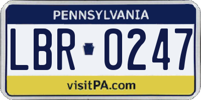 PA license plate LBR0247