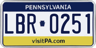PA license plate LBR0251