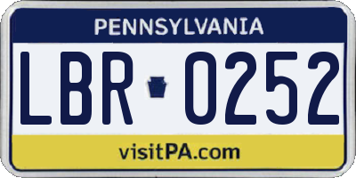 PA license plate LBR0252