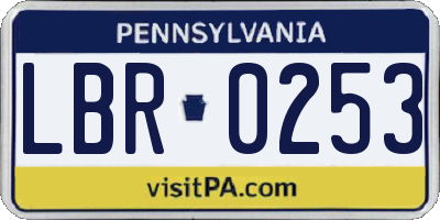 PA license plate LBR0253