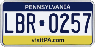 PA license plate LBR0257