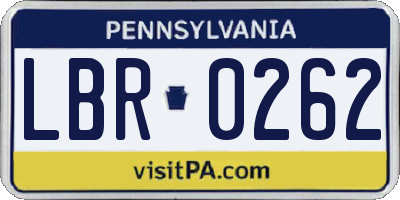 PA license plate LBR0262
