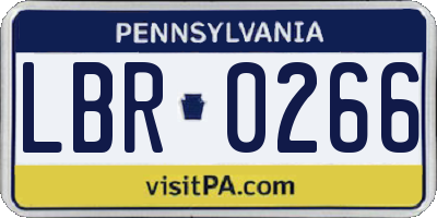 PA license plate LBR0266