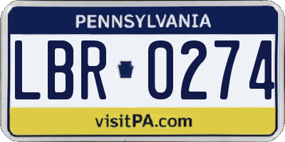 PA license plate LBR0274