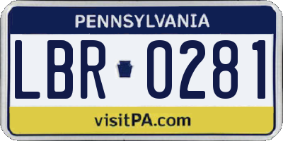 PA license plate LBR0281